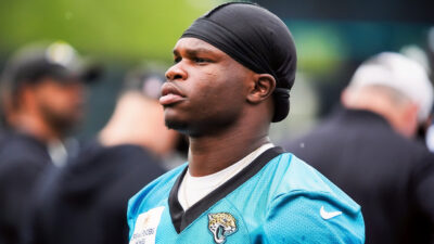Travis Hunter during practice.